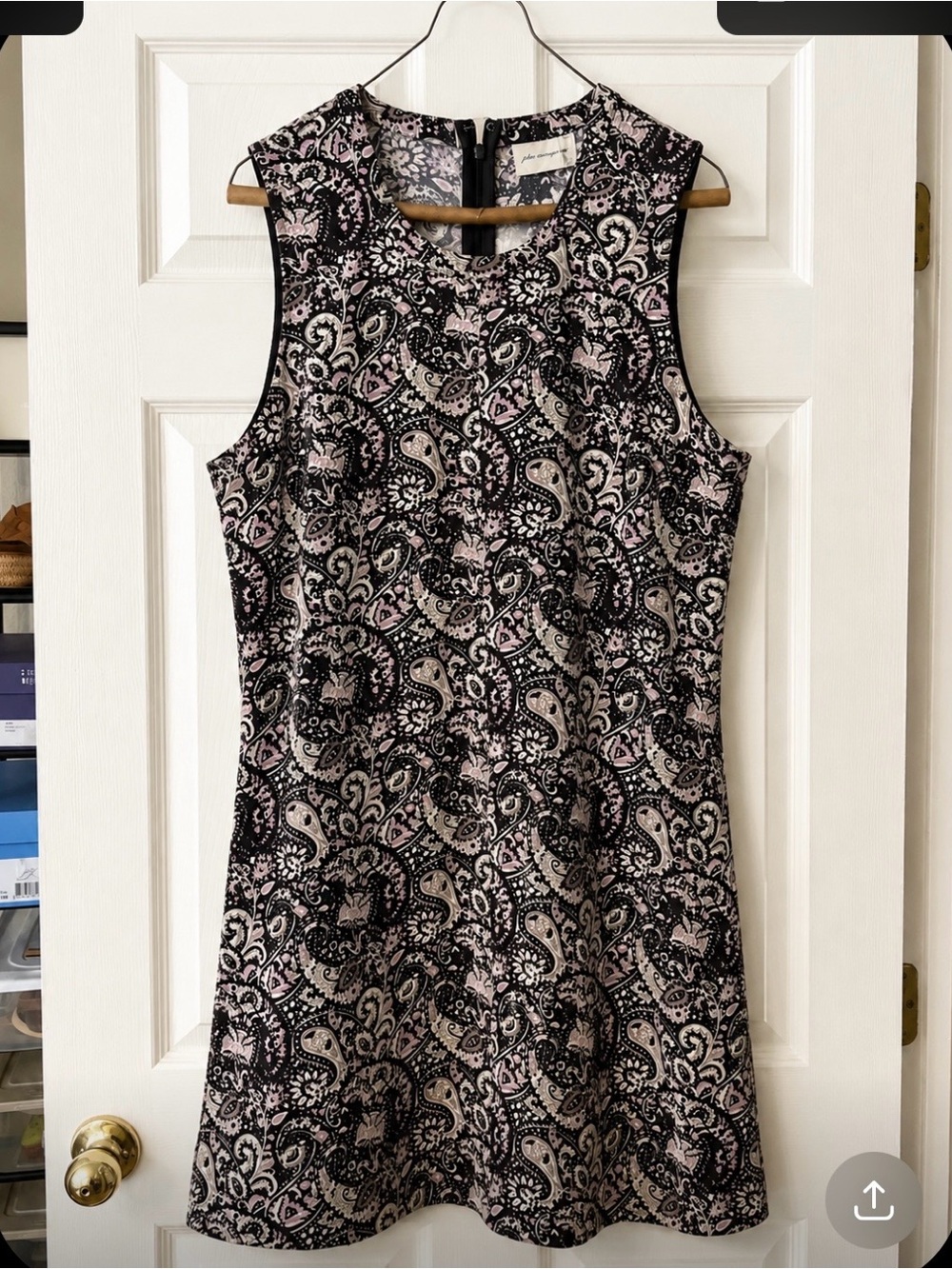 Sleeveless Paisley Mini Dress in Brown/Black and Lavender